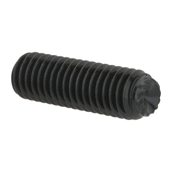 Unbrako - M8, 25mm OAL, Knurled Cup Point Set Screw - Grade 45H Alloy Steel, 4mm Key - Eagle Tool & Supply