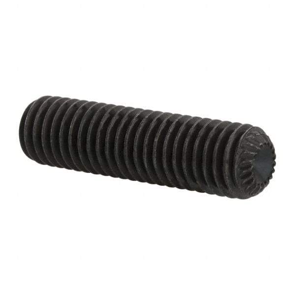 Unbrako - M8, 30mm OAL, Knurled Cup Point Set Screw - Grade 45H Alloy Steel, 4mm Key - Eagle Tool & Supply