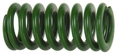 Associated Spring Raymond - 40mm Hole Diam, 20mm Rod Diam, 152mm Free Length, Green Die Spring - 1708 N Max Deflection, 61mm Max Deflection, Light Duty, Chromium Alloy Steel - Eagle Tool & Supply