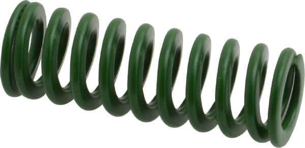 Associated Spring Raymond - 16mm Hole Diam, 8mm Rod Diam, 1-3/4" Free Length, Green Die Spring - 307.8 N Max Deflection, 18mm Max Deflection, Light Duty, Chromium Alloy Steel - Eagle Tool & Supply