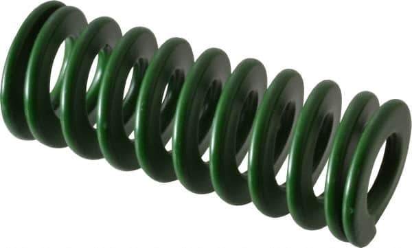 Associated Spring Raymond - 25mm Hole Diam, 12.5mm Rod Diam, 2-1/2" Free Length, Green Die Spring - 880 N Max Deflection, 25mm Max Deflection, Light Duty, Chromium Alloy Steel - Eagle Tool & Supply