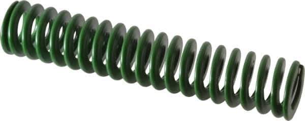 Associated Spring Raymond - 25mm Hole Diam, 12.5mm Rod Diam, 5" Free Length, Green Die Spring - 851.7 N Max Deflection, 51mm Max Deflection, Light Duty, Chromium Alloy Steel - Eagle Tool & Supply