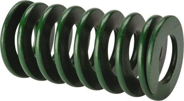 Associated Spring Raymond - 40mm Hole Diam, 20mm Rod Diam, 3" Free Length, Green Die Spring - 1890 N Max Deflection, 30mm Max Deflection, Light Duty, Chromium Alloy Steel - Eagle Tool & Supply