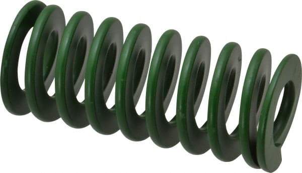 Associated Spring Raymond - 40mm Hole Diam, 20mm Rod Diam, 3-1/2" Free Length, Green Die Spring - 1785 N Max Deflection, 35mm Max Deflection, Light Duty, Chromium Alloy Steel - Eagle Tool & Supply