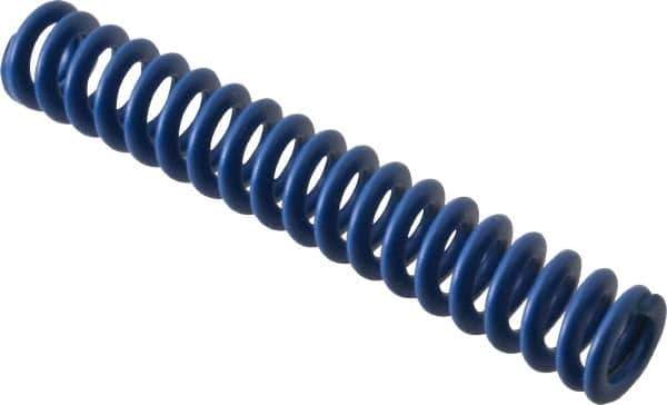 Associated Spring Raymond - 12.5mm Hole Diam, 6.3mm Rod Diam, 3" Free Length, Blue Die Spring - 294.8 N Max Deflection, 28.9mm Max Deflection, Medium Duty, Chromium Alloy Steel - Eagle Tool & Supply