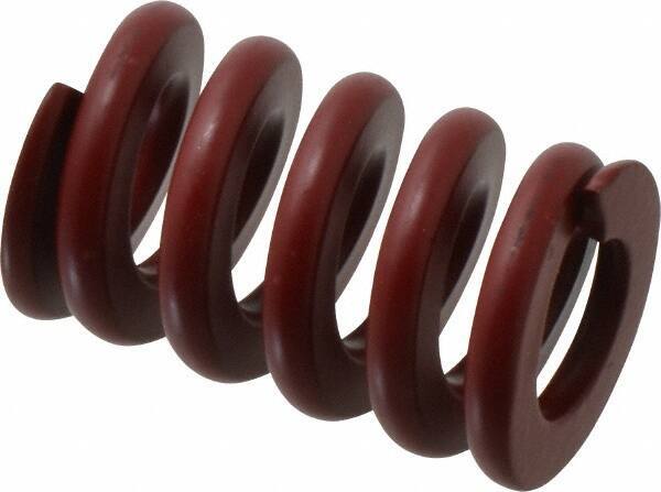 Associated Spring Raymond - 32mm Hole Diam, 16mm Rod Diam, 2" Free Length, Red Die Spring - 4080 N Max Deflection, 15mm Max Deflection, Strong Duty, Chromium Alloy Steel - Eagle Tool & Supply