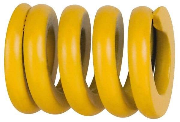 Associated Spring Raymond - 20mm Hole Diam, 10mm Rod Diam, 5" Free Length, Yellow Die Spring - 1520 N Max Deflection, 32mm Max Deflection, Extra Strong, Chromium Alloy Steel - Eagle Tool & Supply