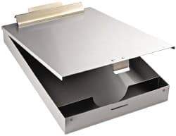 Saunders - 13-3/8 Inch Long x 9 Inch Wide x 1 Inch High, Clip Board - Silver - Eagle Tool & Supply