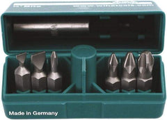 Wiha - 6 Piece, 1/4" Drive Screwdriver Insert Bit Set - #0 to #3 Phillips, 4.5 & 6mm Slotted - Eagle Tool & Supply