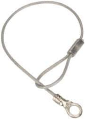 Made in USA - 6" Long, Steel Cable Loop & Eye End, Quick Release Pin Lanyard - 3/64" Cable Diam, #10 Hole Diam, Nylon Cable, Galvanized Finish - Eagle Tool & Supply
