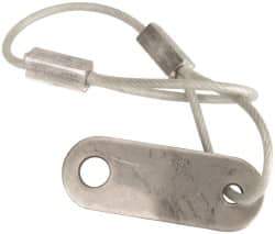 Made in USA - 6" Long, Steel Cable Loop & Tab with Hole End, Quick Release Pin Lanyard - 3/64" Cable Diam, 13/64" Hole Diam, Nylon Cable, Galvanized Finish - Eagle Tool & Supply