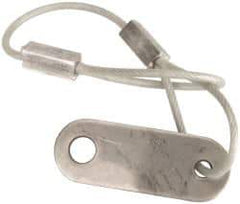 Made in USA - 6" Long, Steel Cable Loop & Tab with Hole End, Quick Release Pin Lanyard - 3/64" Cable Diam, 13/64" Hole Diam, Nylon Cable, Galvanized Finish - Eagle Tool & Supply