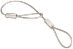 Made in USA - 6" Long, Steel Cable Loop & Loop End, Quick Release Pin Lanyard - 3/64" Cable Diam, Nylon Cable, Galvanized Finish - Eagle Tool & Supply