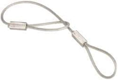 Made in USA - 6" Long, Steel Cable Loop & Loop End, Quick Release Pin Lanyard - 3/64" Cable Diam, Nylon Cable, Galvanized Finish - Eagle Tool & Supply