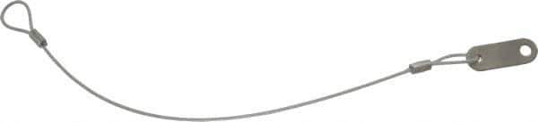 Made in USA - 12" Long, Steel Cable Loop & Tab with Hole End, Quick Release Pin Lanyard - 3/64" Cable Diam, 13/64" Hole Diam, Nylon Cable, Galvanized Finish - Eagle Tool & Supply