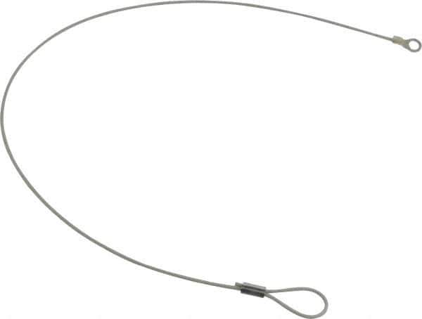 Made in USA - 18" Long, Steel Cable Loop & Eye End, Quick Release Pin Lanyard - 3/64" Cable Diam, #10 Hole Diam, Nylon Cable, Galvanized Finish - Eagle Tool & Supply