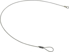 Made in USA - 18" Long, Steel Cable Loop & Eye End, Quick Release Pin Lanyard - 3/64" Cable Diam, #10 Hole Diam, Nylon Cable, Galvanized Finish - Eagle Tool & Supply