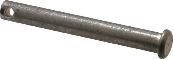 Made in USA - 5/16" Pin Diam, 2-1/2" OAL, Standard Clevis Pin - 9/64" Hole, 2-23/64" Usable Length, Uncoated Stainless Steel - Eagle Tool & Supply