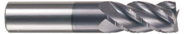 Accupro - 1/2" Diam, 5/8" LOC, 4 Flute Solid Carbide Roughing & Finishing Square End Mill - AlTiN Finish, 2-1/2" OAL, 1/2" Shank Diam, Straight Shank, 40° Helix, Centercutting, Stub Length - Eagle Tool & Supply