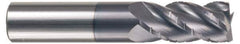 Accupro - 1/2" Diam, 5/8" LOC, 4 Flute Solid Carbide Roughing & Finishing Square End Mill - AlTiN Finish, 2-1/2" OAL, 1/2" Shank Diam, Straight Shank, 40° Helix, Centercutting, Stub Length - Eagle Tool & Supply