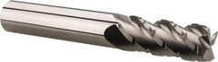 Accupro - 3/8" Diam, 7/8" LOC, 4 Flute Solid Carbide Roughing & Finishing Square End Mill - Uncoated, 2-1/2" OAL, 3/8" Shank Diam, Straight Shank, 40° Helix, Centercutting, Regular Length - Eagle Tool & Supply