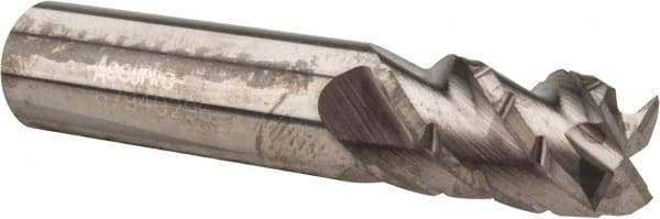 Accupro - 3/8" Diam, 5/8" LOC, 4 Flute Solid Carbide Roughing & Finishing Square End Mill - Uncoated, 2" OAL, 3/8" Shank Diam, Straight Shank, 40° Helix, Centercutting, Stub Length - Eagle Tool & Supply