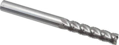 Accupro - 3/8" Diam, 1-3/4" LOC, 4 Flute Solid Carbide Roughing & Finishing Square End Mill - Uncoated, 4" OAL, 3/8" Shank Diam, Straight Shank, 40° Helix, Centercutting, Extra Long Length - Eagle Tool & Supply