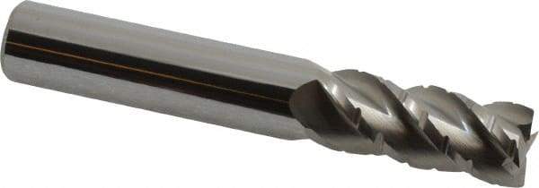 Accupro - 7/16" Diam, 1" LOC, 4 Flute Solid Carbide Roughing & Finishing Square End Mill - Uncoated, 2-3/4" OAL, 7/16" Shank Diam, Straight Shank, 40° Helix, Centercutting, Regular Length - Eagle Tool & Supply
