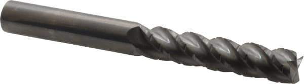 Accupro - 7/16" Diam, 2" LOC, 4 Flute Solid Carbide Roughing & Finishing Square End Mill - Uncoated, 4" OAL, 7/16" Shank Diam, Straight Shank, 40° Helix, Centercutting, Long Length - Eagle Tool & Supply