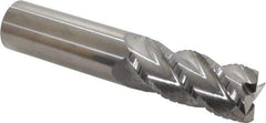Accupro - 1" Diam, 2-1/4" LOC, 4 Flute Solid Carbide Roughing & Finishing Square End Mill - Uncoated, 5" OAL, 1" Shank Diam, Straight Shank, 40° Helix, Centercutting, Long Length - Eagle Tool & Supply