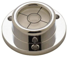 Geier & Bluhm, Inc. - 1-1/4 Inch Base Diameter x 0.44 Inch Overall Height, 1 Circle, Brass Bull's Eye Circular Level - 0.276 Inch Vial Diameter, 5/8 Inch Inner Diameter, 0.12 Inch Mounting Hole Diameter, 0.1 Inch Sensitivity, -40 to 150°F, Cross Lines - Eagle Tool & Supply