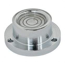 Geier & Bluhm, Inc. - 1 Inch Base Diameter x 0.44 Inch Overall Height, 3 Circles, Brass Bull's Eye Circular Level - 0.218 Inch Vial Diameter, 1/2 Inch Inner Diameter, 0.093 Inch Mounting Hole Diameter, 30 min Sensitivity, -40 to 160°F - Eagle Tool & Supply