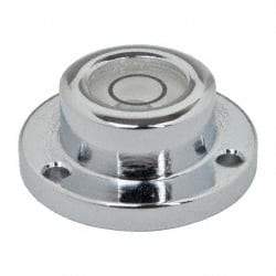 Geier & Bluhm, Inc. - 3/4 Inch Base Diameter x 0.31 Inch Overall Height, 1 Circle, Brass Bull's Eye Circular Level - 0.18 Inch Vial Diameter, 5/16 Inch Inner Diameter, 0.076 Inch Mounting Hole Diameter, 0.1 Inch Sensitivity, -40 to 165°F - Eagle Tool & Supply