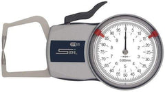 SPI - 10mm Max Measurement, 0.01mm Graduation, Outside Dial Caliper Gage - 35mm Leg Length, 0.02mm Accuracy - Eagle Tool & Supply