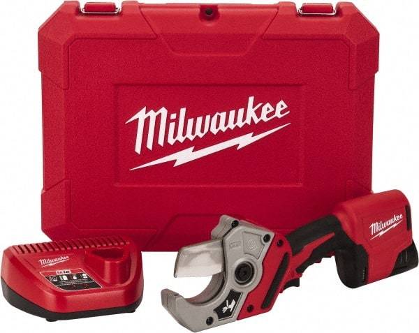 Milwaukee Tool - 2" Pipe Capacity, M12 PVC Shear - Cuts Flexible Rubber, PVC, Plastic - Eagle Tool & Supply