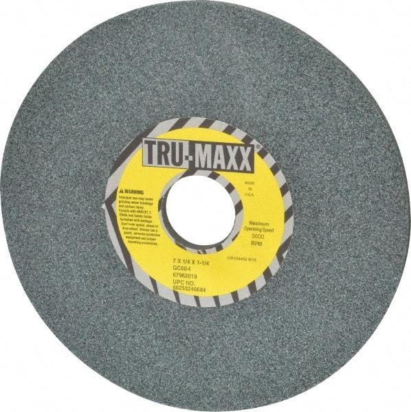 Tru-Maxx - 7" Diam x 1-1/4" Hole x 1/4" Thick, I Hardness, 60 Grit Surface Grinding Wheel - Silicon Carbide, Type 1, Medium Grade, 3,600 Max RPM, Vitrified Bond, No Recess - Eagle Tool & Supply