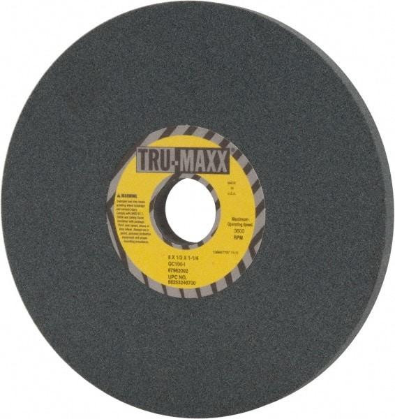 Tru-Maxx - 8" Diam x 1-1/4" Hole x 1/2" Thick, I Hardness, 100 Grit Surface Grinding Wheel - Silicon Carbide, Type 1, Fine Grade, 3,600 Max RPM, Vitrified Bond, No Recess - Eagle Tool & Supply