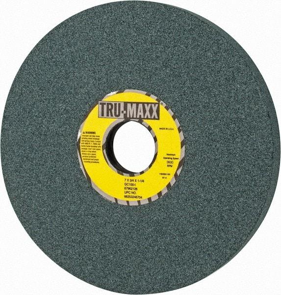 Tru-Maxx - 7" Diam x 1-1/4" Hole x 3/4" Thick, I Hardness, 100 Grit Surface Grinding Wheel - Silicon Carbide, Type 5, Fine Grade, 3,600 Max RPM, Vitrified Bond, One-Side Recess - Eagle Tool & Supply