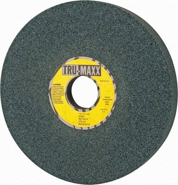 Tru-Maxx - 7" Diam x 1-1/4" Hole x 1" Thick, I Hardness, 80 Grit Surface Grinding Wheel - Silicon Carbide, Type 5, Medium Grade, 3,600 Max RPM, Vitrified Bond, One-Side Recess - Eagle Tool & Supply