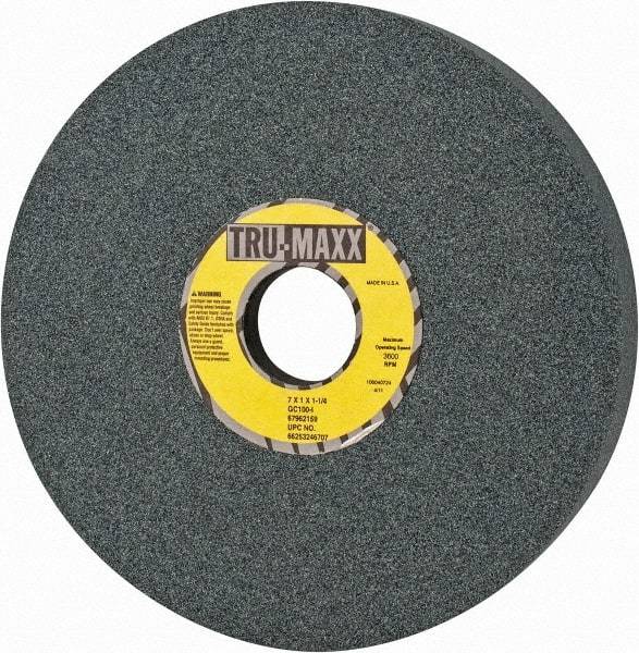 Tru-Maxx - 7" Diam x 1-1/4" Hole x 1" Thick, I Hardness, 100 Grit Surface Grinding Wheel - Silicon Carbide, Type 5, Fine Grade, 3,600 Max RPM, Vitrified Bond, One-Side Recess - Eagle Tool & Supply