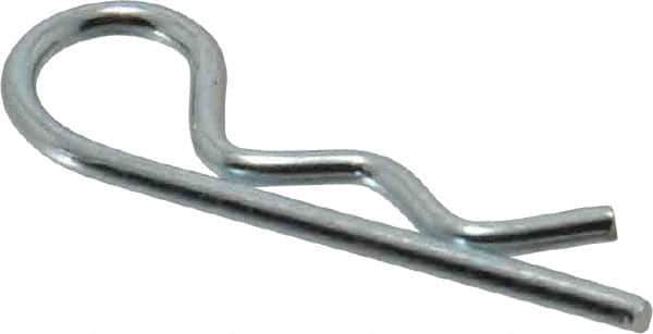 Made in USA - 1/4 to 5/16" Shaft Diam, 1-1/8" Long, 0.059" Wire Diam, Hair Pin Cotter - Grade 2 Spring Steel, Zinc-Plated Finish - Eagle Tool & Supply
