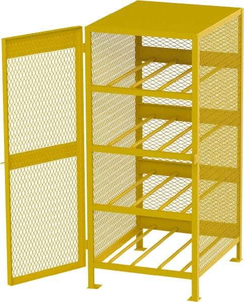 Jamco - 4 Shelf Gas Cylinder Storage Cabinet - Steel, 33" Wide x 38" Deep x 70" High, Safety Yellow - Eagle Tool & Supply