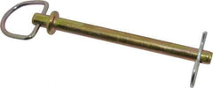 Made in USA - 3/8" Pin Diam, 4-3/8" Long, Zinc Plated Steel Pull Ring Hitch Pin - 4" Usable Length - Eagle Tool & Supply