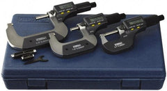 Fowler - 0 to 3" Range, 0.001mm Resolution, IP54, Electronic Outside Micrometer Sets - 0.0001" Accuracy, Friction Thimble, - Eagle Tool & Supply