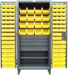 Strong Hold - 1 Shelf 110 Bin Storage Cabinet - Steel, 36" Wide x 24" Deep x 78" High, Dark Gray - Eagle Tool & Supply