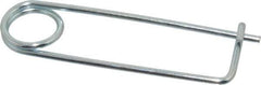 Made in USA - 2-13/16" Usable Length Spring Steel Standard Safety Pin - 4-3/8" OAL, 0.12" Wire Diam, 13/16" Inside Clearance, Zinc-Plated - Eagle Tool & Supply