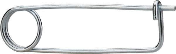 Made in USA - 3-3/4" Usable Length Spring Steel Standard Safety Pin - 5-3/4" OAL, 0.148" Wire Diam, 1-1/8" Inside Clearance, Zinc-Plated - Eagle Tool & Supply