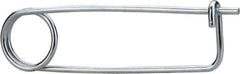 Made in USA - 3-3/4" Usable Length Spring Steel Standard Safety Pin - 5-3/4" OAL, 0.148" Wire Diam, 1-1/8" Inside Clearance, Zinc-Plated - Eagle Tool & Supply