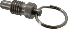 Gibraltar - 1/2-13, 0.41" Thread Length, 0.31" Plunger Diam, 0.38" Plunger Projection, 1 Lb Init to 4 Lb Final End Force, Stainless Steel Pull Ring Plunger - 0.56" Len Under Head, 0.81" Body Len, 1" Ring Diam, 1.06" Plunger Len, 1/2" Hex, 1/4" Head Height - Eagle Tool & Supply