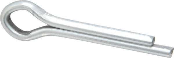Made in USA - 3/16" Diam x 1" Long Extended Prong Cotter Pin - Grade 2, Zinc-Plated, Steel - Eagle Tool & Supply